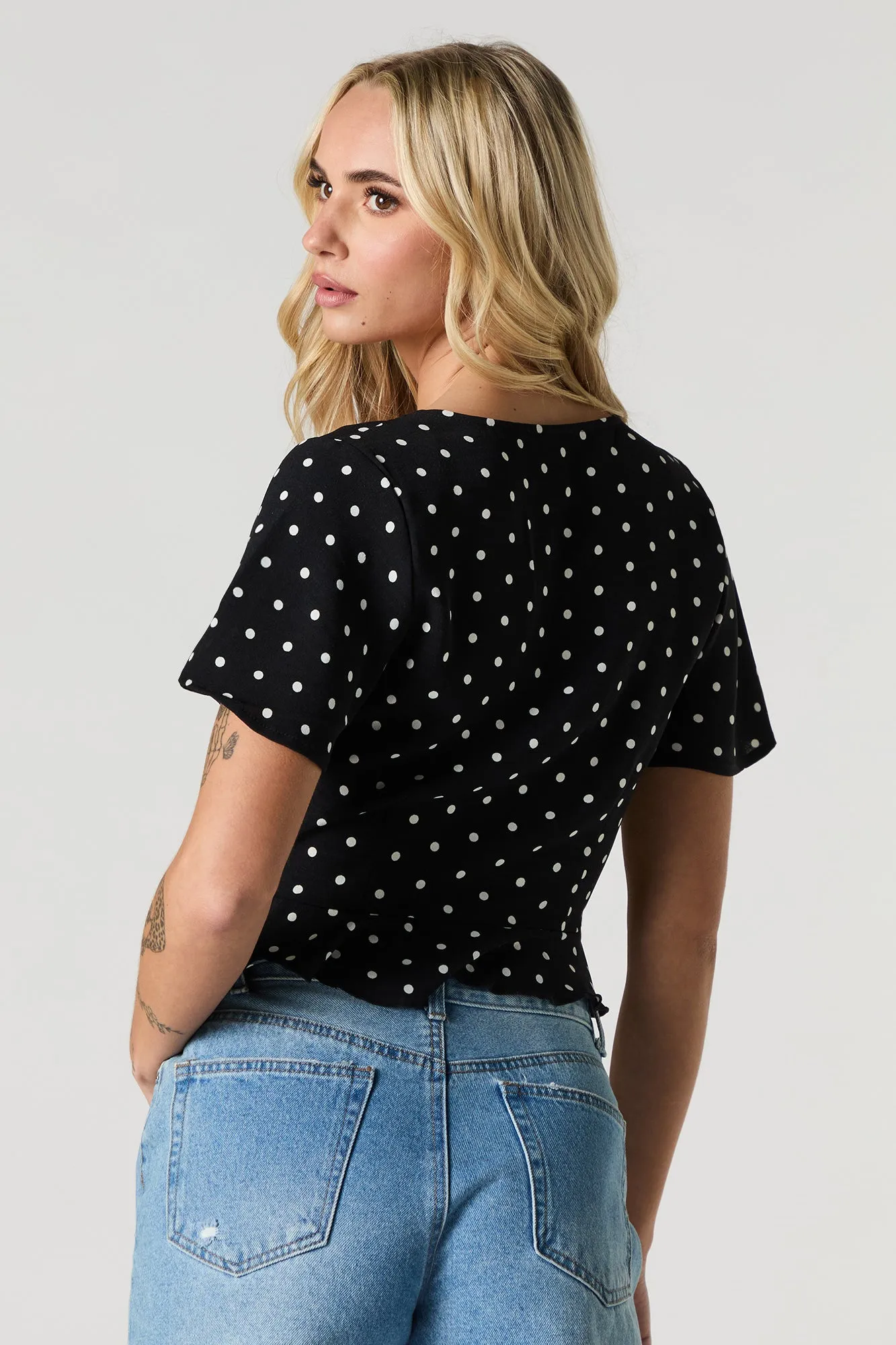 Polka Dot Flowy Flyaway Top sold by Urban Planet product image thumbnail 5