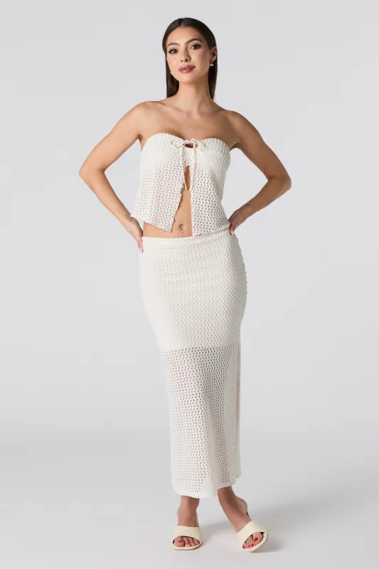 Jupe midi en tricot crocheté avec fente sold by Urban Planet