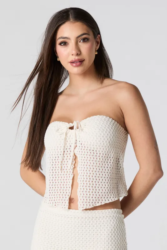 Haut tubulaire ouvert en tricot crocheté sold by Urban Planet