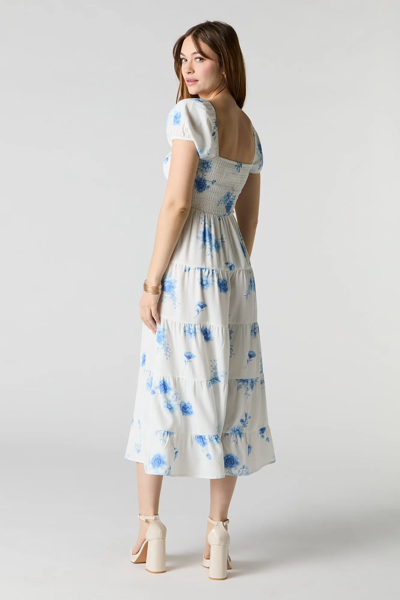 Smocked Tiered Short Sleeve Midi Dress sold by Urban Planet product image thumbnail 2