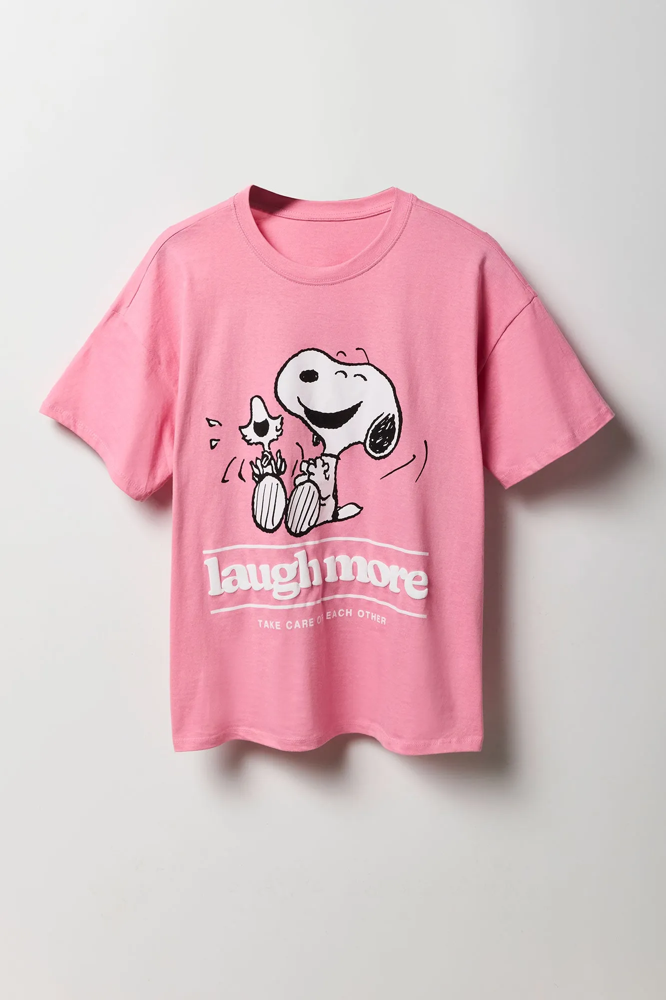 Peanuts Laugh More Graphic Boyfriend T-Shirt sold by Urban Planet
