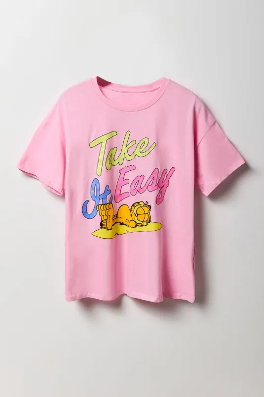 Garfield Take it Easy Graphic Boyfriend T-Shirt sold by Urban Planet