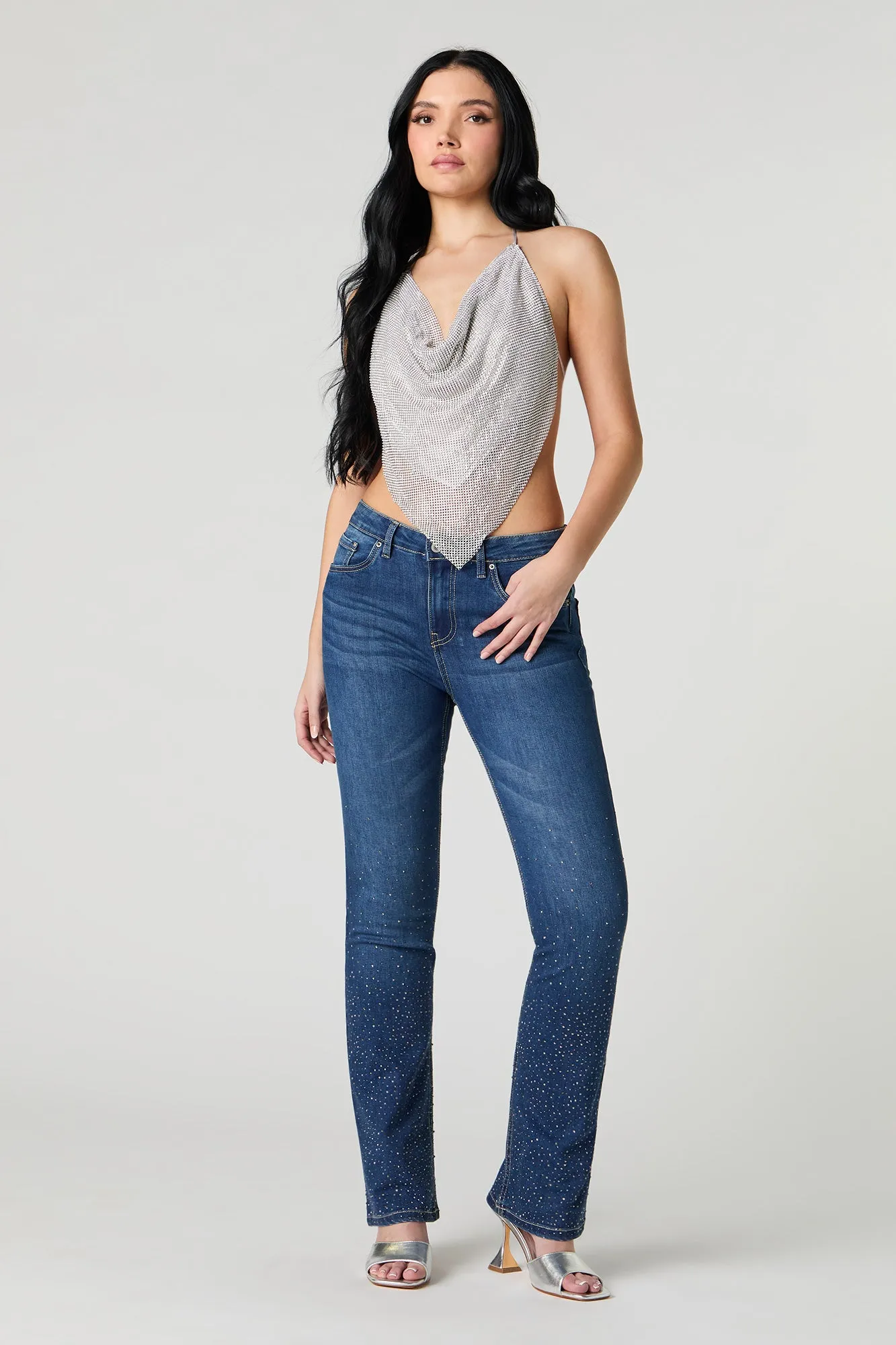 Rhinestone Flare Jean sold by Urban Planet
