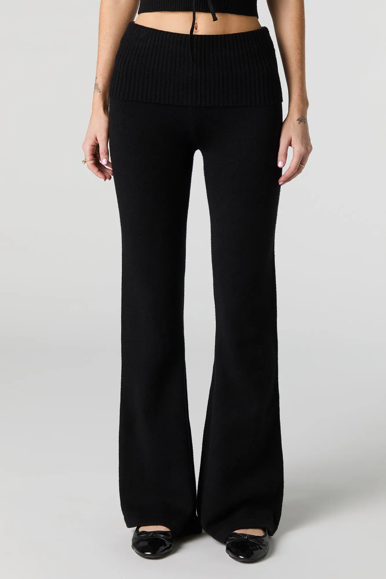 Pantalon à jambe évasée en tricot avec bande pliée sold by Urban Planet product image thumbnail 5