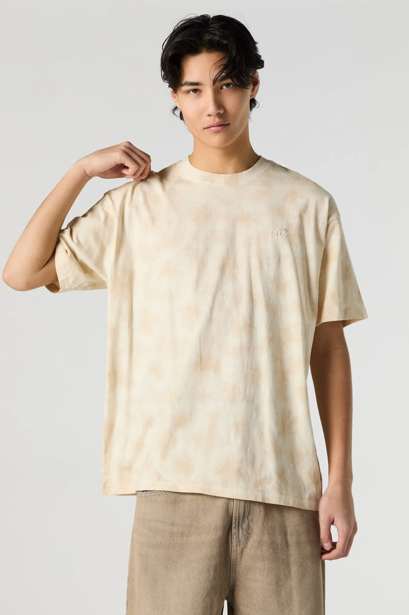 LTD Embroidered Tie Dye Relaxed T-Shirt sold by Urban Planet