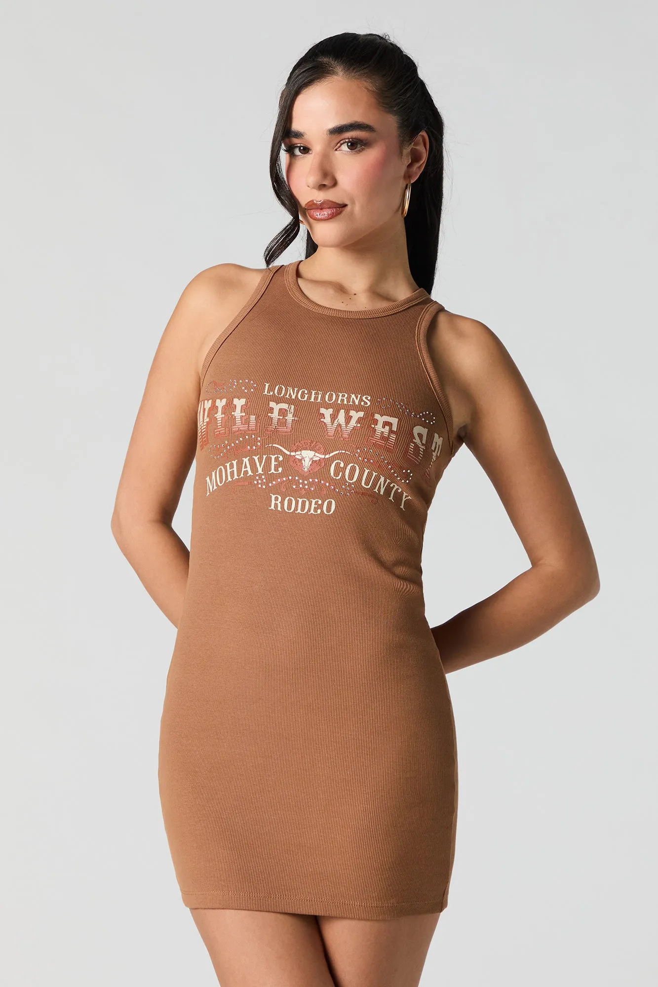 Graphic Ribbed Mini Tank Dress sold by Urban Planet