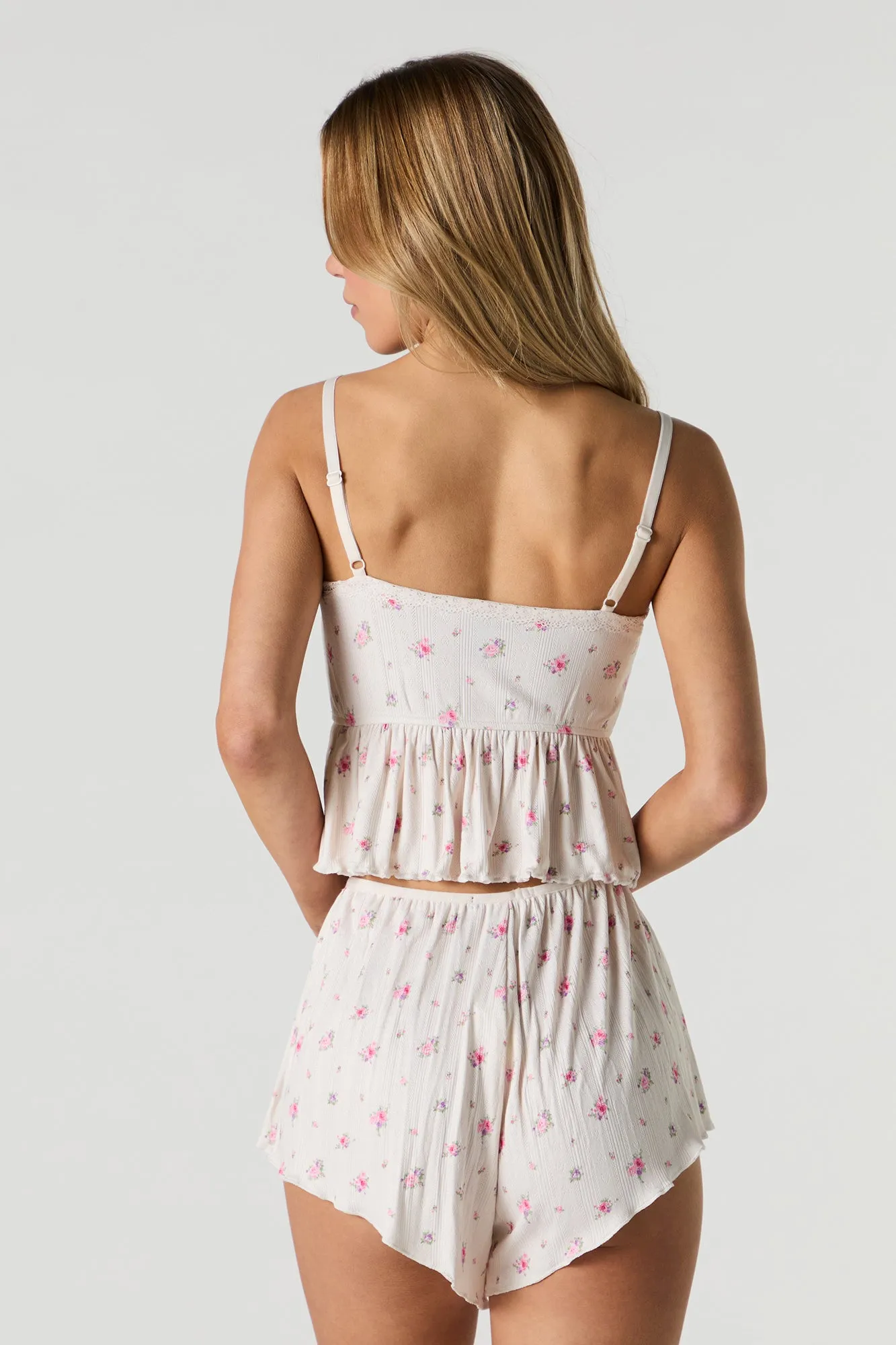 Short de pyjama en tricot de pointelle fleuri sold by Urban Planet product image thumbnail 5