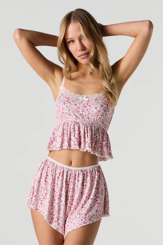 Short de pyjama en tricot de pointelle fleuri sold by Urban Planet