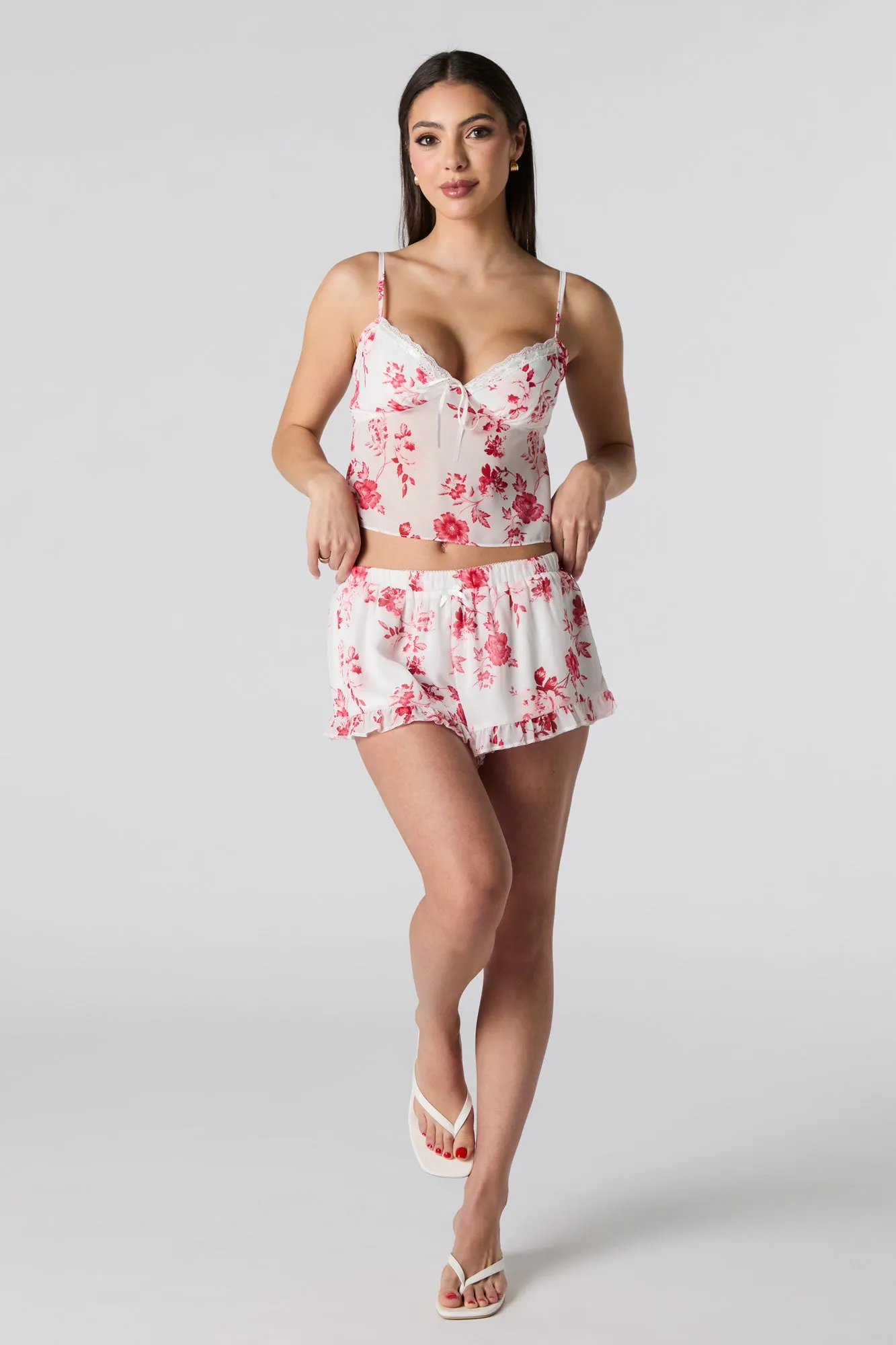 Printed Chiffon Lace Trim Cami sold by Urban Planet product image thumbnail 3