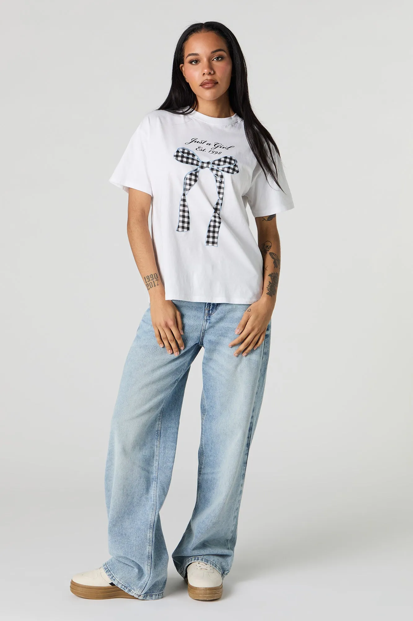 Just a Girl Graphic Boyfriend T-Shirt sold by Urban Planet product image thumbnail 3