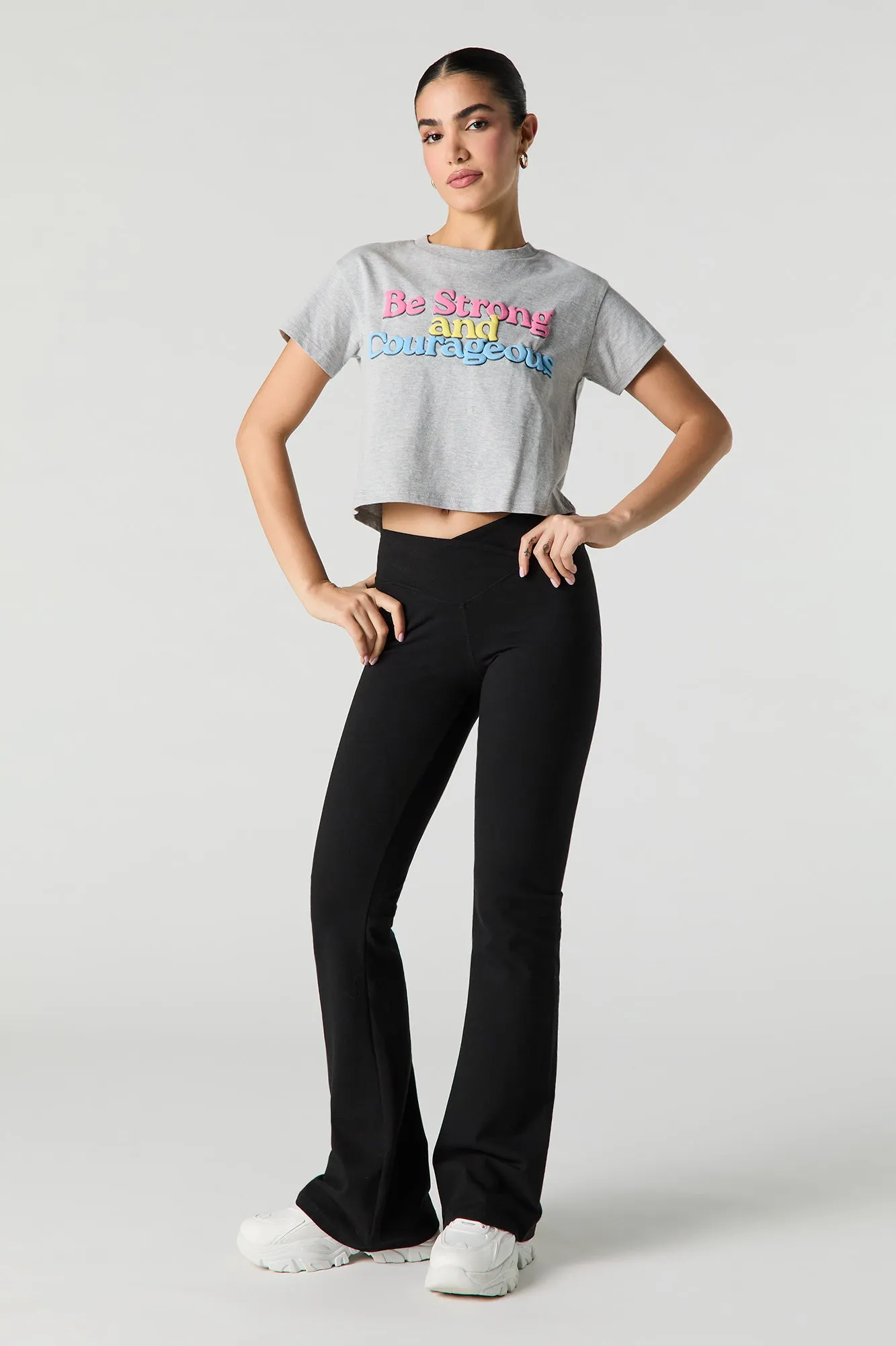 Strong & Courageous Puff Print Cropped T-Shirt sold by Urban Planet product image thumbnail 3