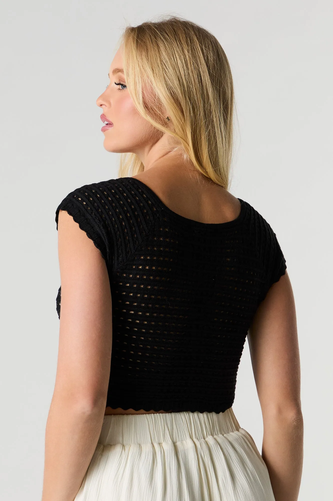 Haut écourté en tricot ouvert à col en V sold by Urban Planet product image thumbnail 5