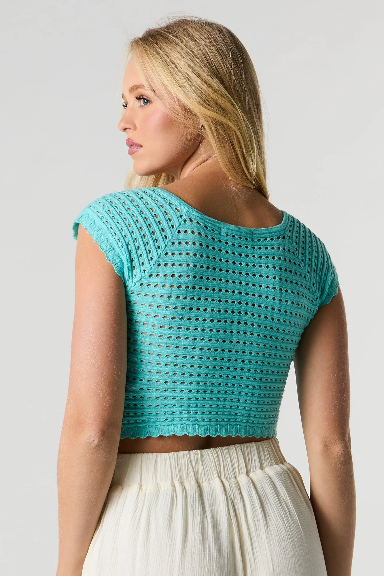 Haut écourté en tricot ouvert à col en V sold by Urban Planet product image thumbnail 2