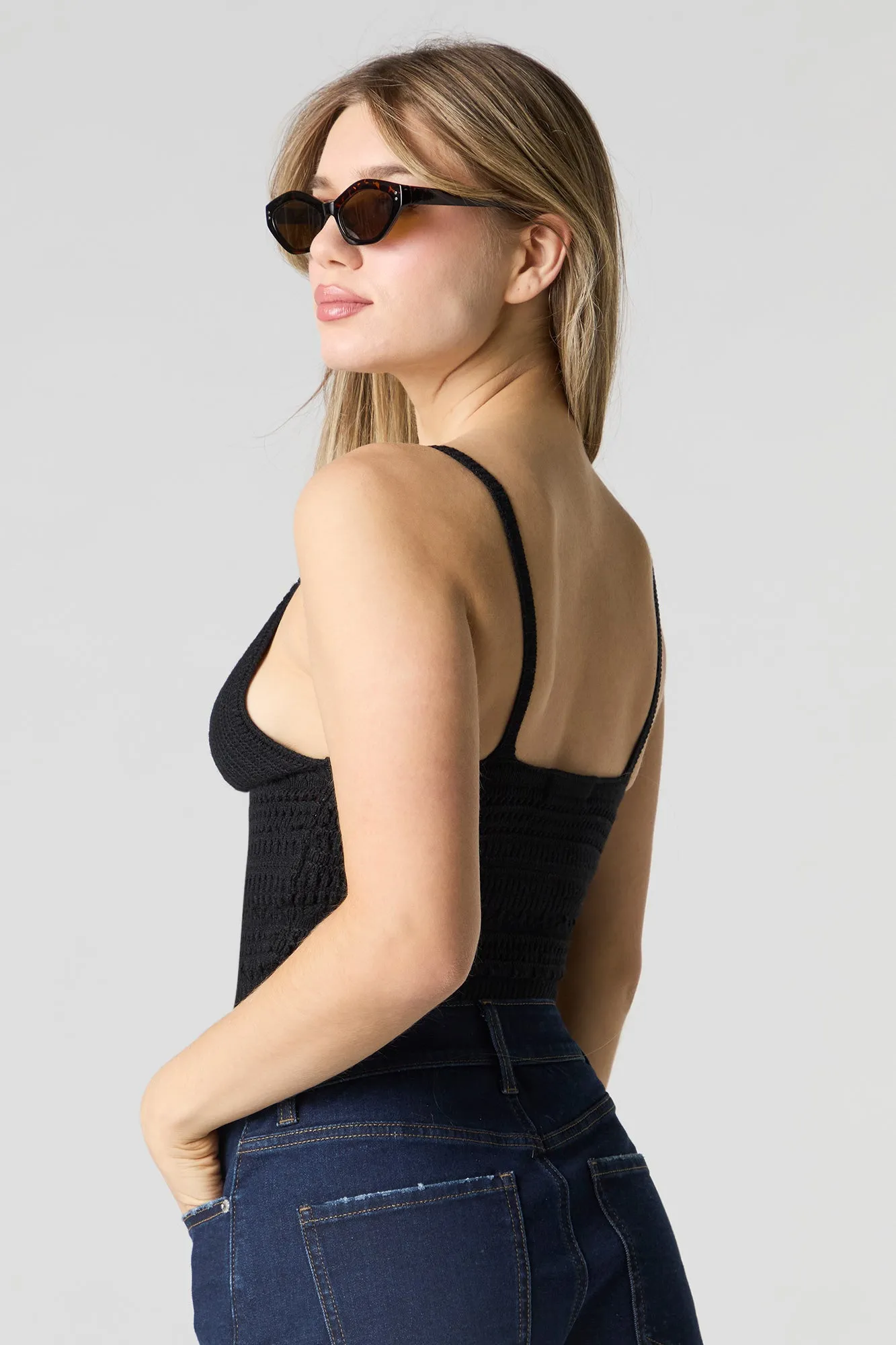 Crochet Knit V-Neck Cami sold by Urban Planet product image thumbnail 5