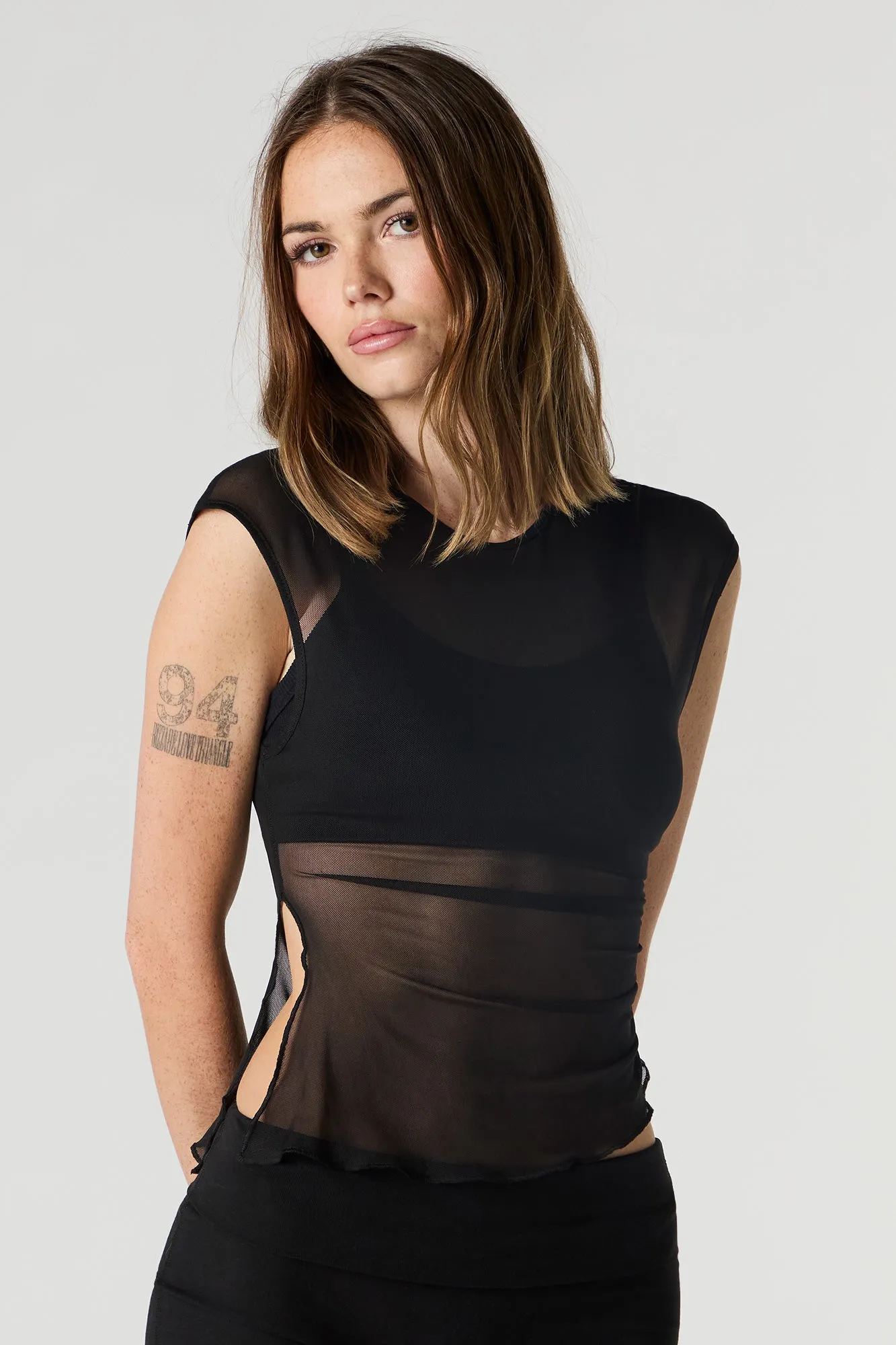 Mesh Asymmetrical Tank sold by Urban Planet product image thumbnail 4