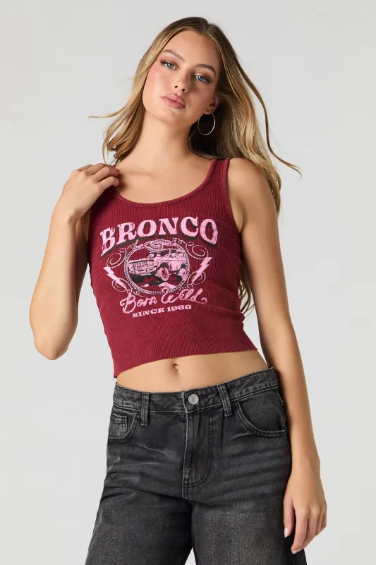 Ford Bronco Graphic Washed Ribbed Tank sold by Urban Planet