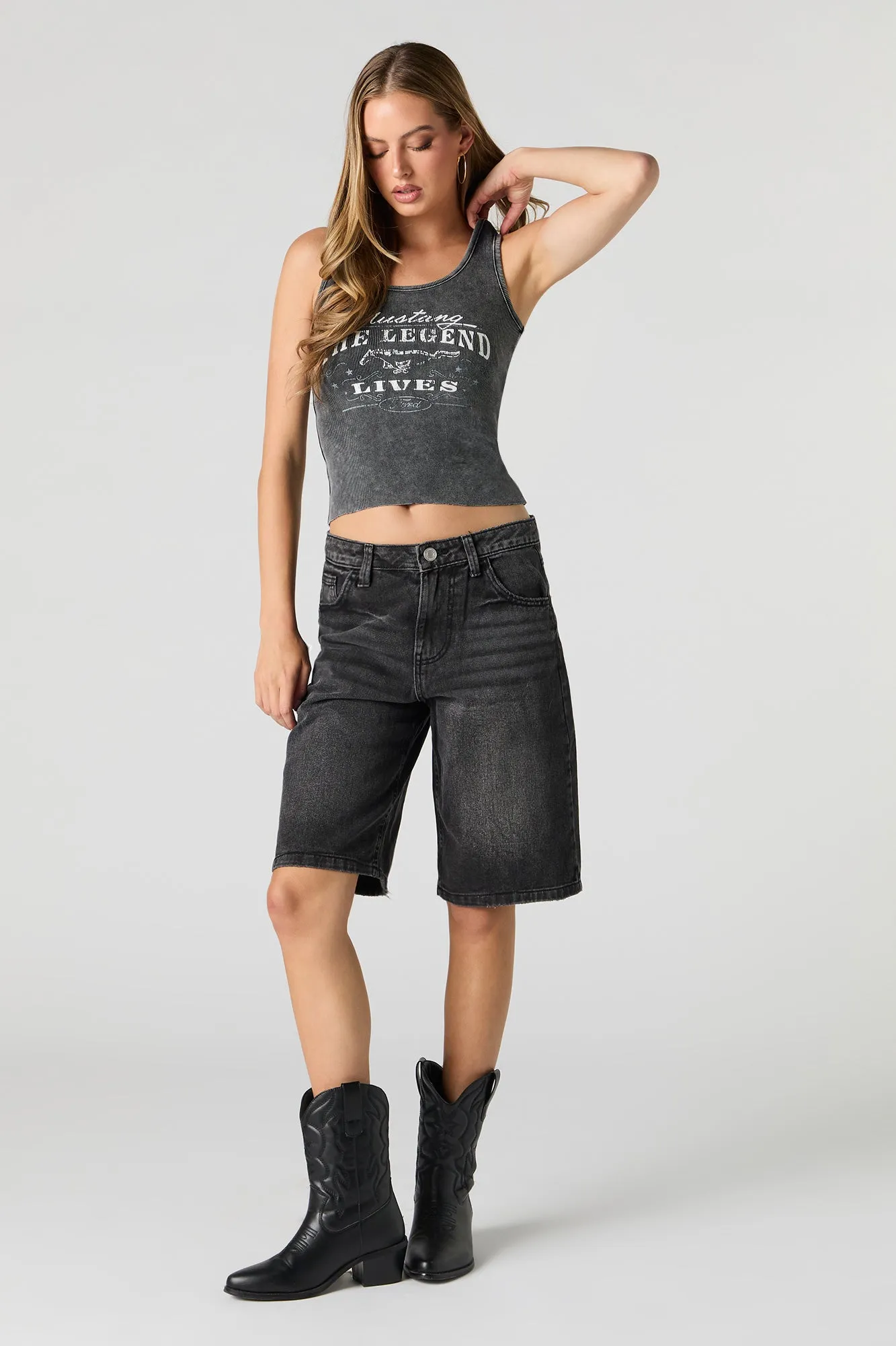 Ford Mustang Graphic Washed Ribbed Tank sold by Urban Planet product image thumbnail 3