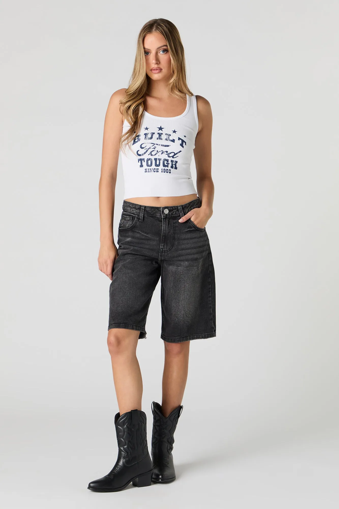 Débardeur côtelé délavé à imprimé Ford Built Tough sold by Urban Planet product image thumbnail 3