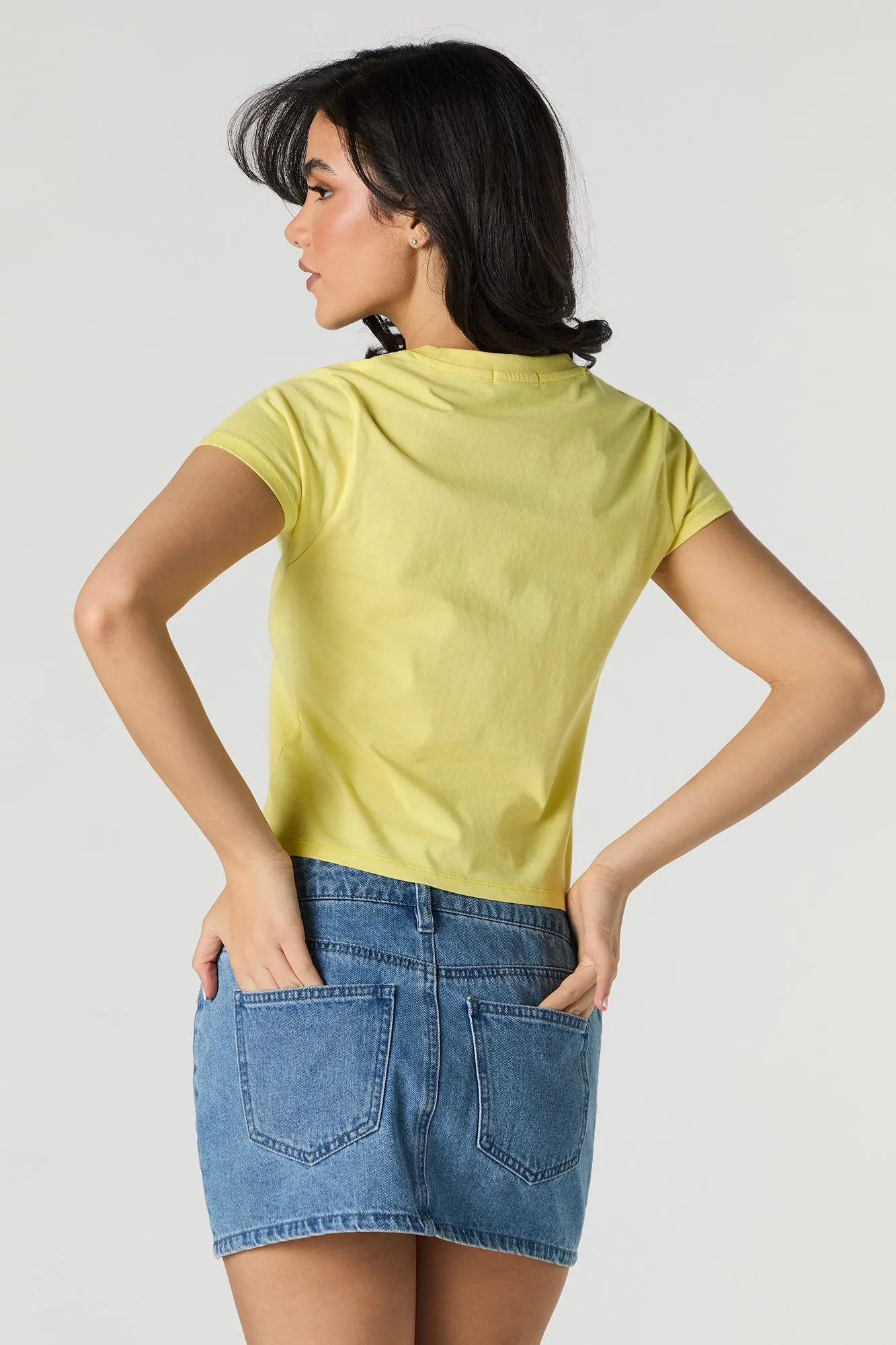 Thanks For Nothing Embroidered Cropped T-Shirt sold by Urban Planet product image thumbnail 2