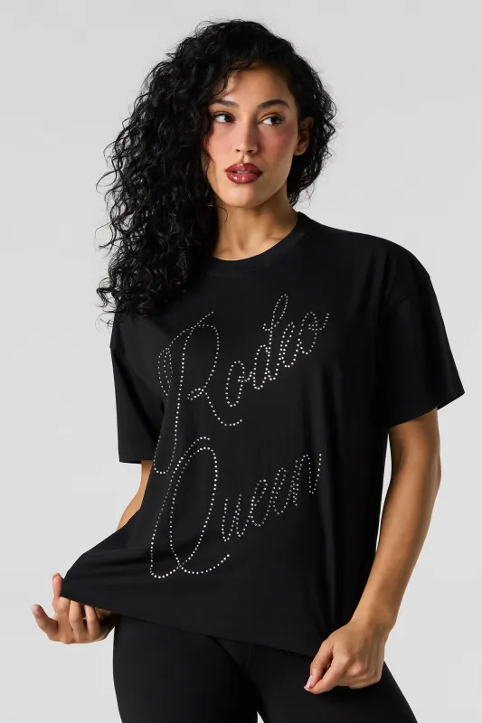 T-shirt décontracté à imprimé Rodeo Queen avec pierres du Rhin sold by Urban Planet