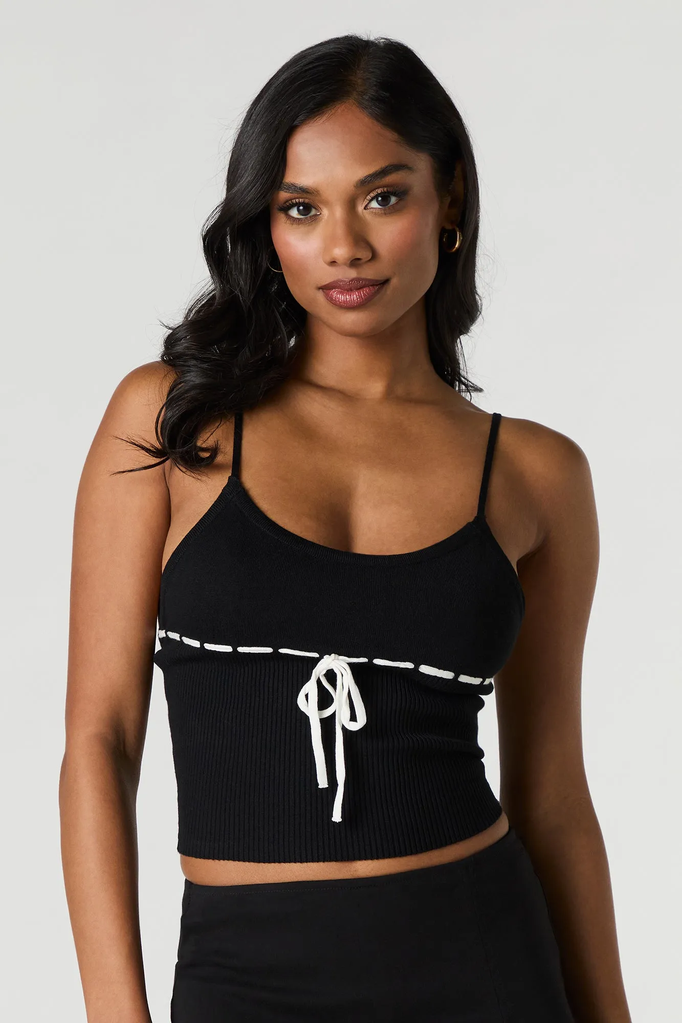 Débardeur en tricot côtelé avec liséré et taille coulissante sold by Urban Planet product image thumbnail 4