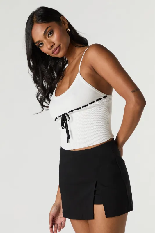 Débardeur en tricot côtelé avec liséré et taille coulissante sold by Urban Planet