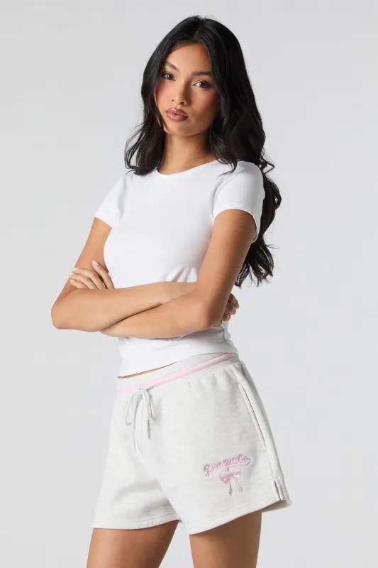 Embroidered Fleece Drawstring Short sold by Urban Planet