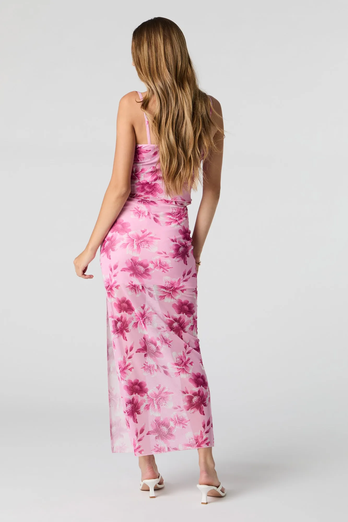 Floral Mesh Slit Maxi Skirt sold by Urban Planet product image thumbnail 2