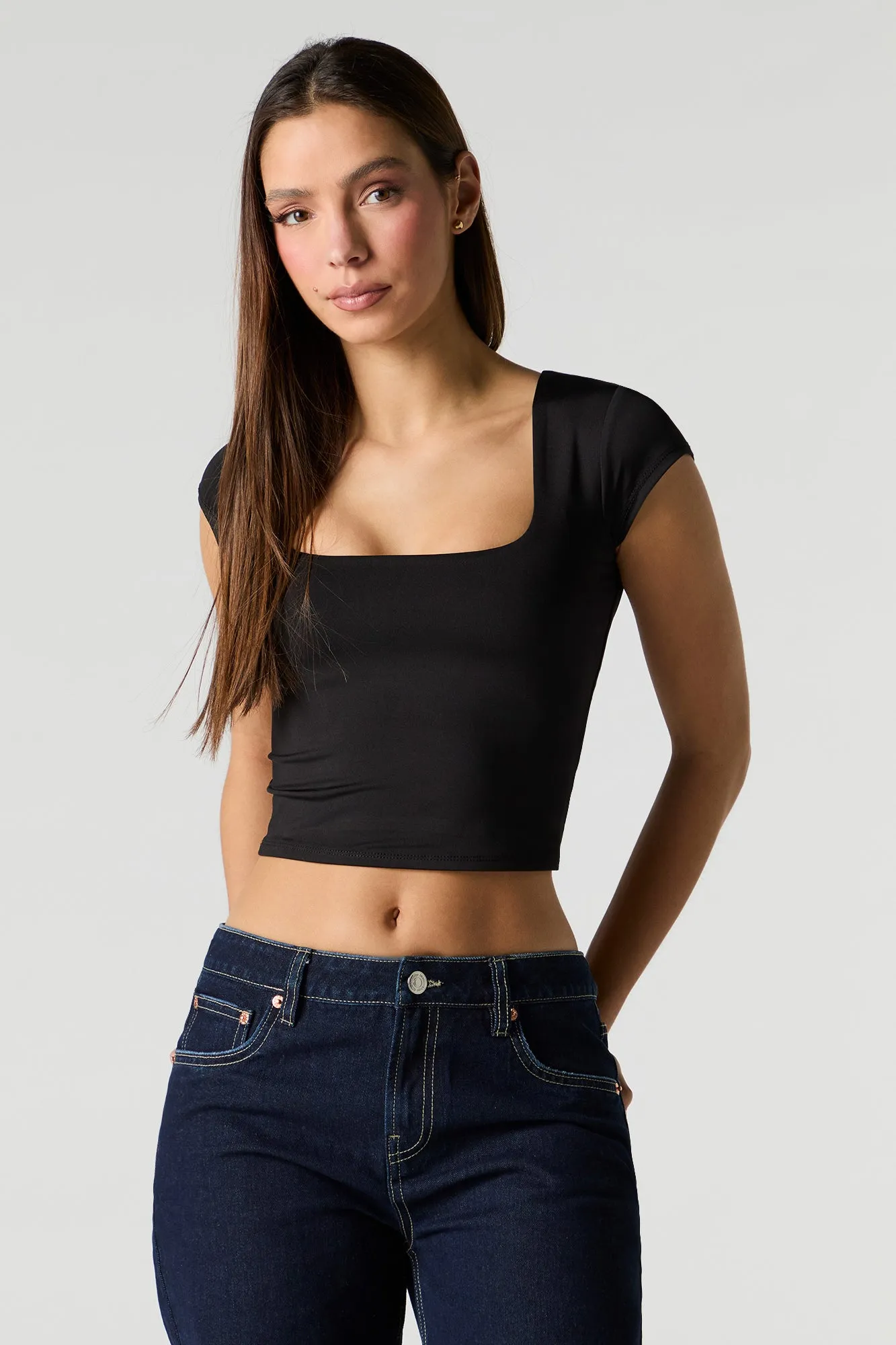Contour Square Neck Cap Sleeve Top sold by Urban Planet product image thumbnail 4