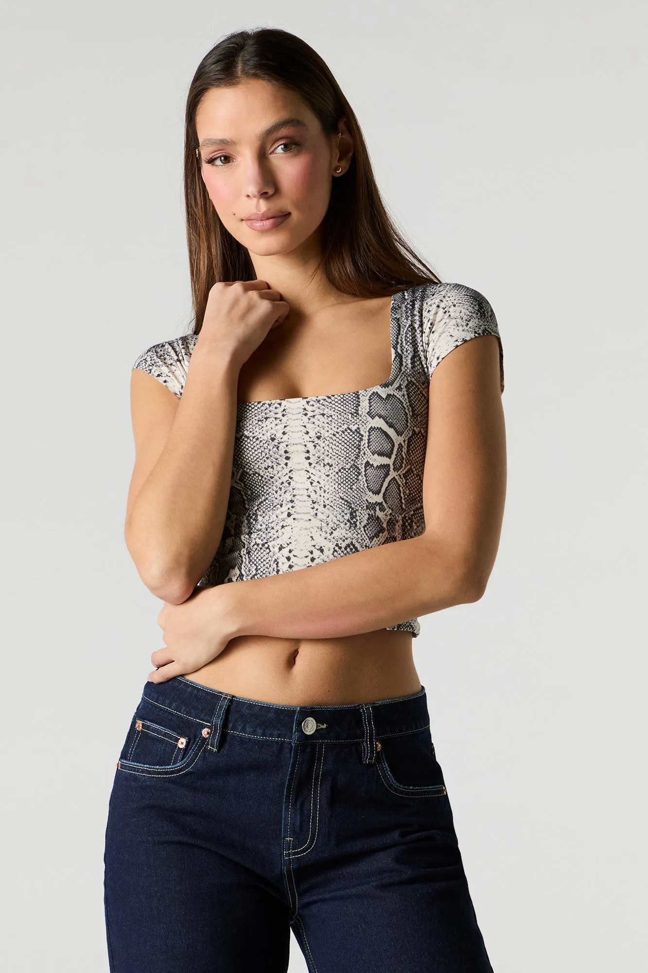 Contour Square Neck Cap Sleeve Top sold by Urban Planet