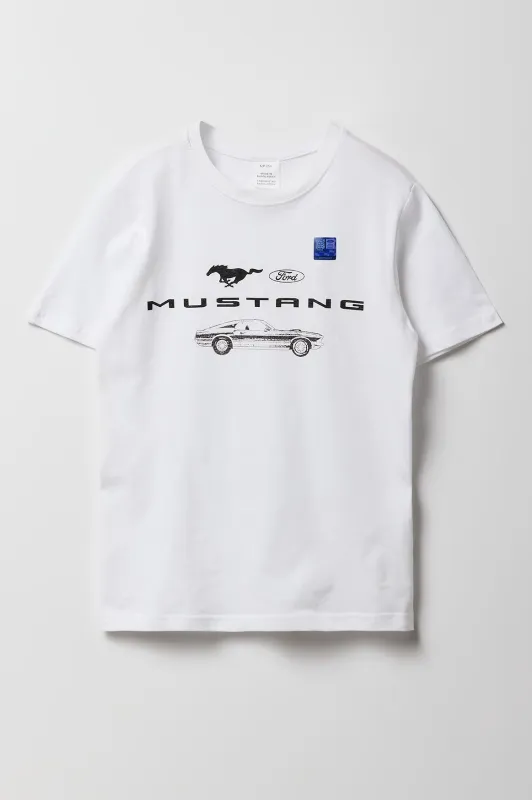 Boys Ford Mustang White Graphic T-Shirt sold by Urban Planet