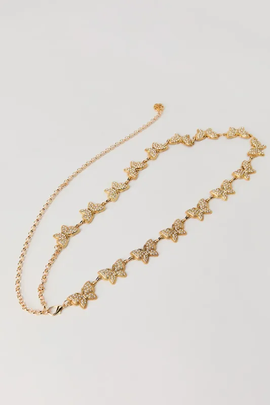 Rhinestone Butterfly Chain Belt sold by Urban Planet