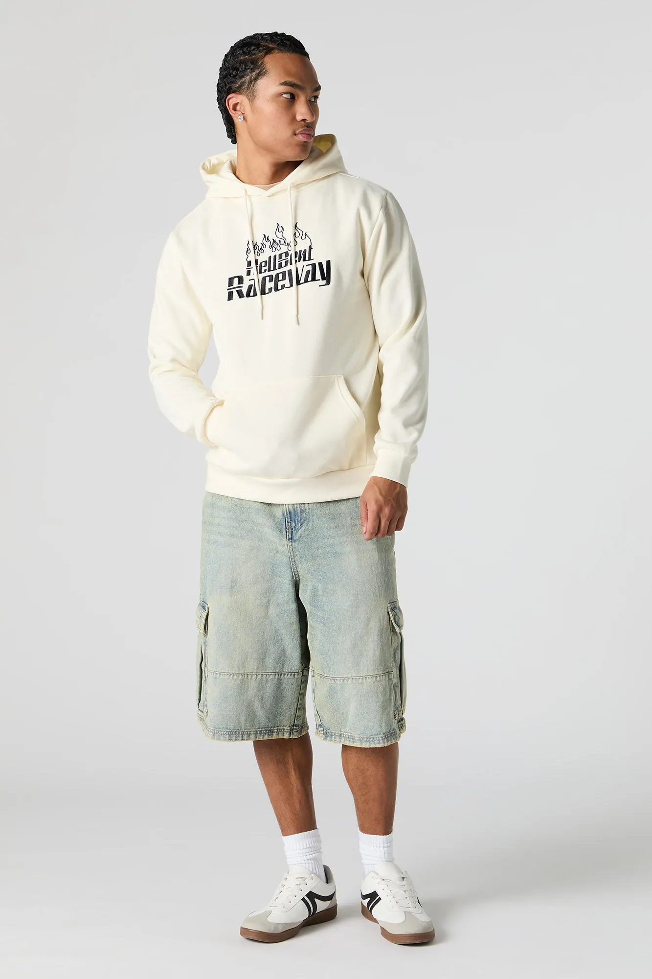 Hell-bent Raceway Embroidered Fleece Zip-Up Hoodie sold by Urban Planet product image thumbnail 3