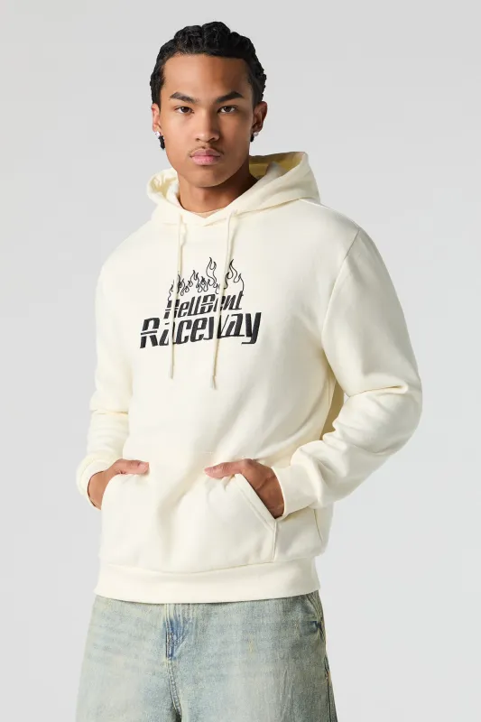 Hell-bent Raceway Embroidered Fleece Zip-Up Hoodie sold by Urban Planet