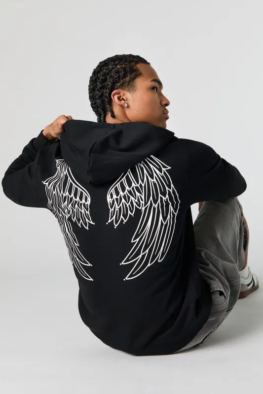 Angel Wings Graphic Fleece Zip-Up Hoodie sold by Urban Planet