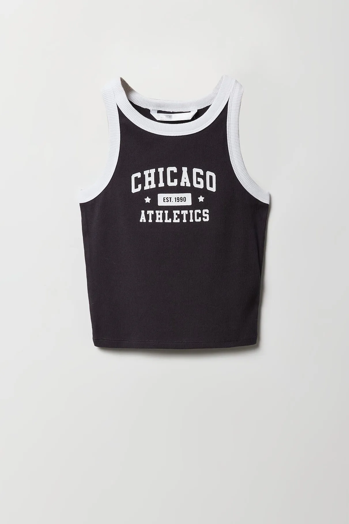 Girls Varsity Graphic Ribbed Ringer Tank sold by Urban Planet product image thumbnail 5