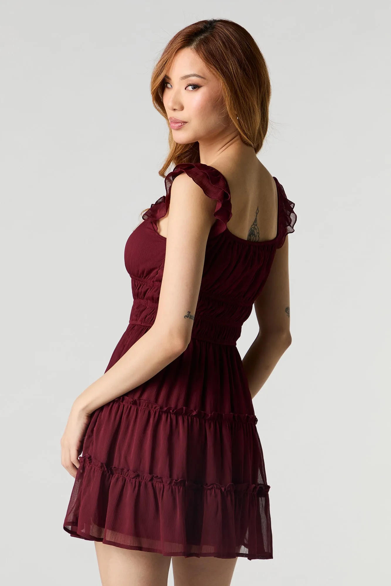 Minirobe en mousseline imprimée florale et manche bouffante sold by Urban Planet product image thumbnail 2