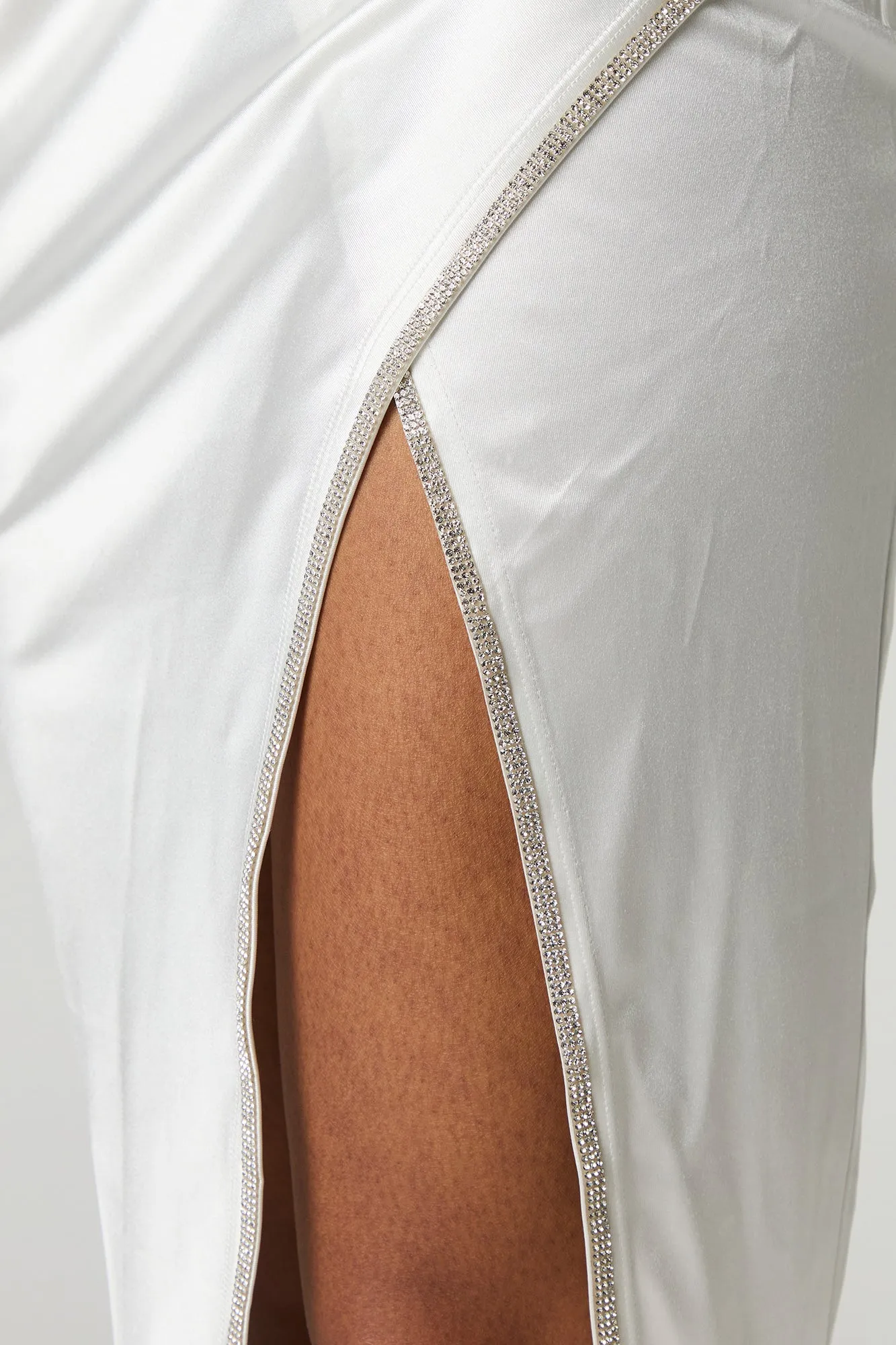 Satin Rhinestone Trim Surplice Midi Wrap Dress sold by Urban Planet product image thumbnail 4