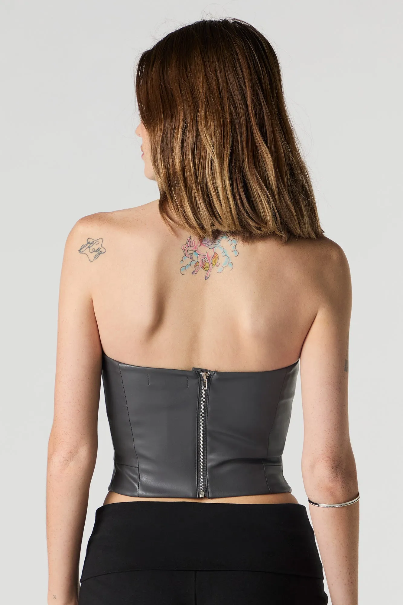 Faux Leather Strapless Corset Top sold by Urban Planet product image thumbnail 2