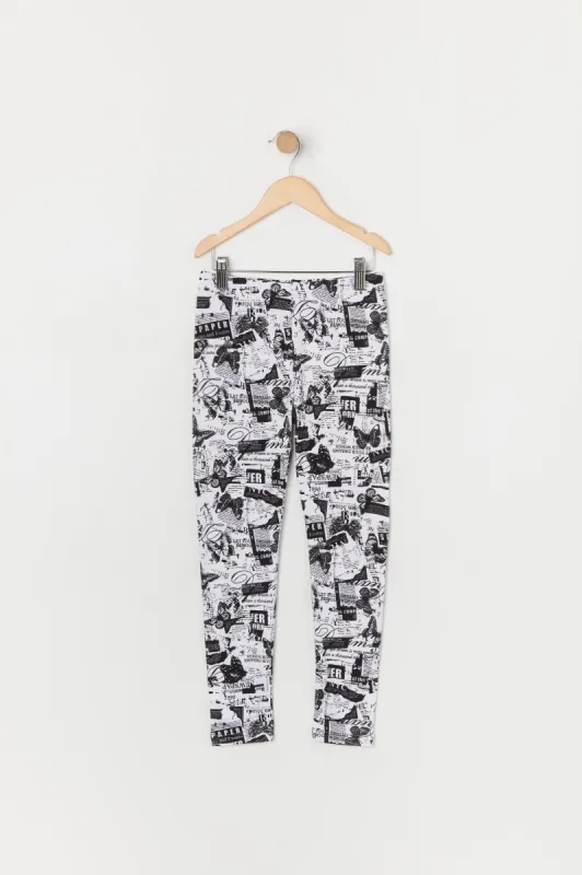 Legging en molleton noir à imprimé Journal sold by Urban Planet