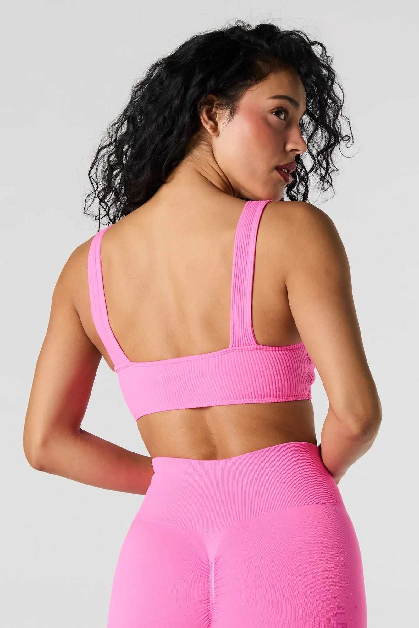 Active Seamless Ribbed V-Neck Tank with Built-In Cups sold by Urban Planet product image thumbnail 2