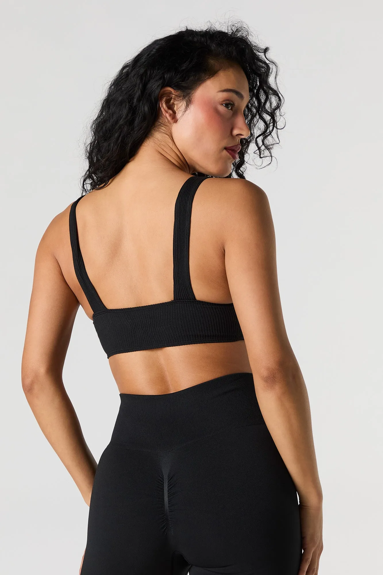 Active Seamless Ribbed V-Neck Tank with Built-In Cups sold by Urban Planet product image thumbnail 5