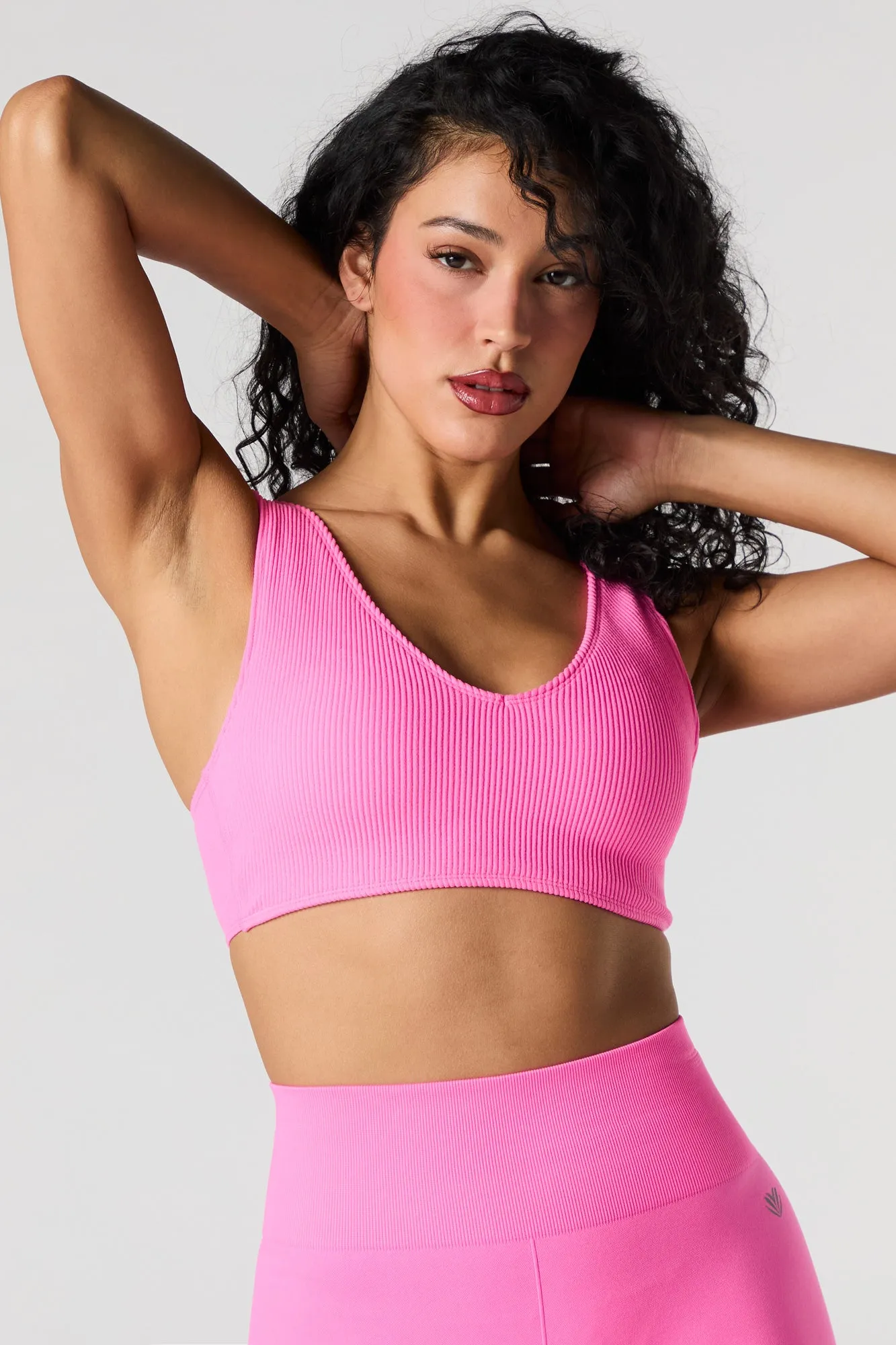 Active Seamless Ribbed V-Neck Tank with Built-In Cups sold by Urban Planet