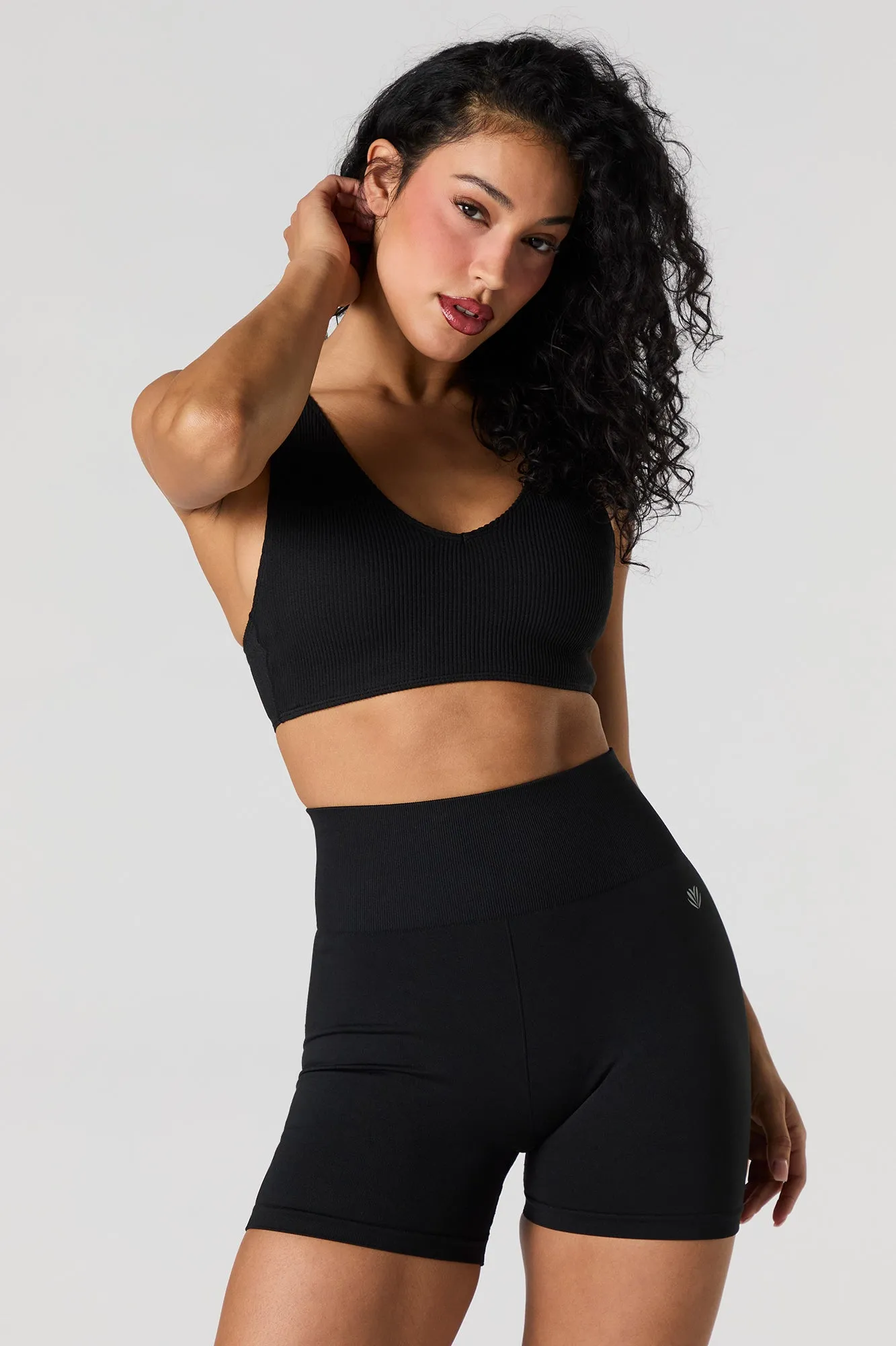 Active Seamless Ribbed V-Neck Tank with Built-In Cups sold by Urban Planet product image thumbnail 4