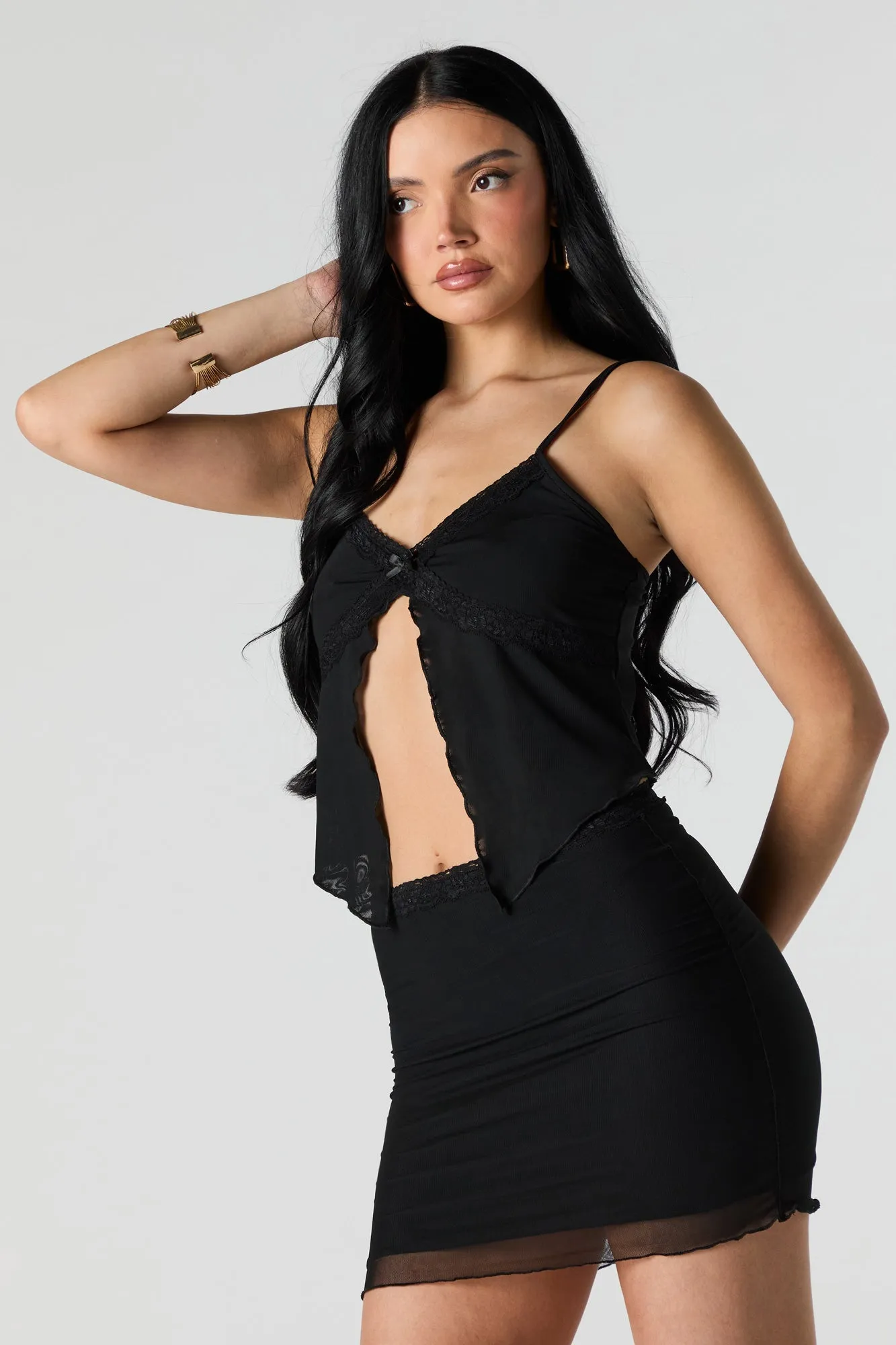 Mesh Lace Trim Mini Skirt sold by Urban Planet product image thumbnail 4