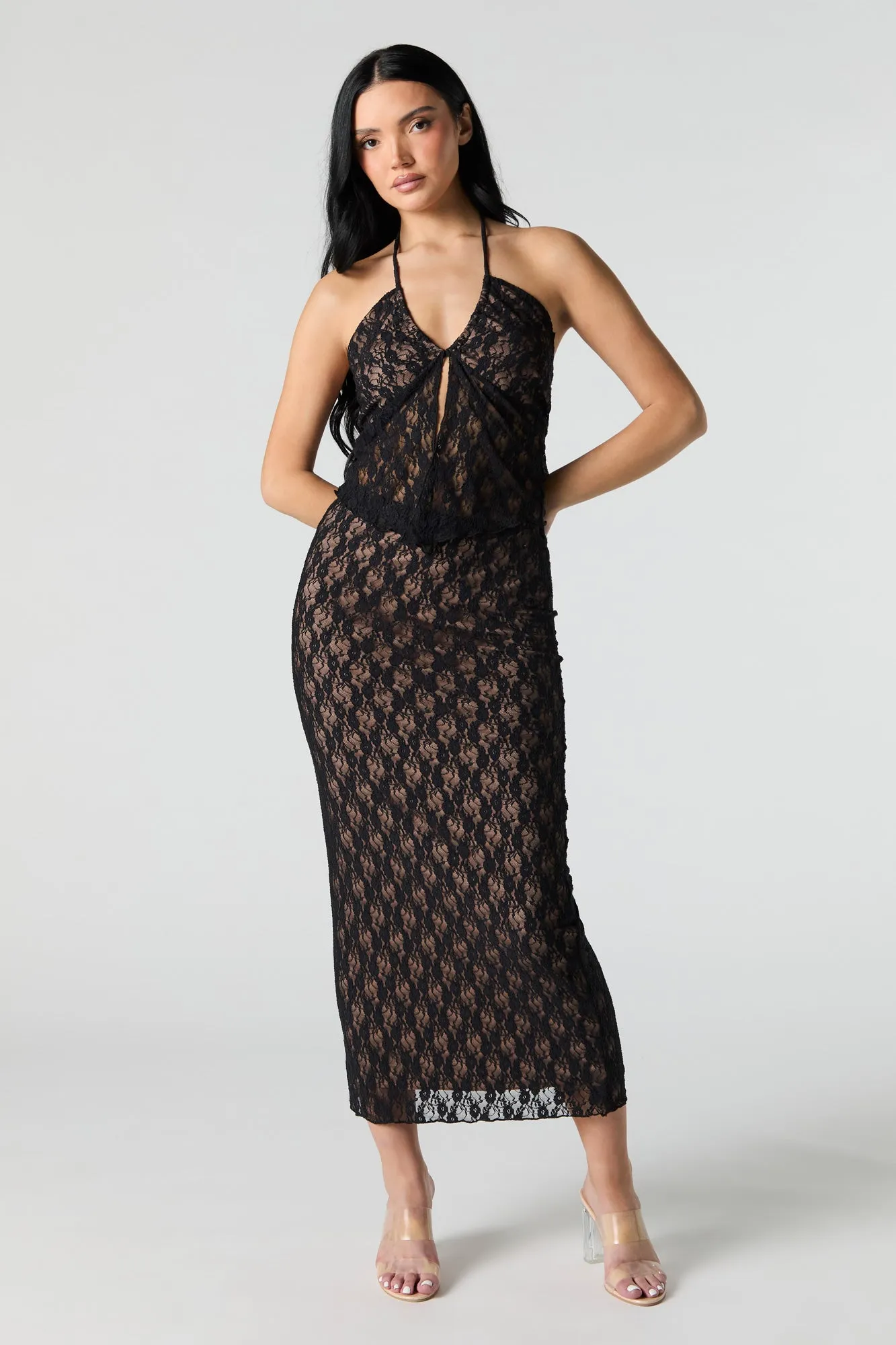 Floral Lace Midi Skirt sold by Urban Planet