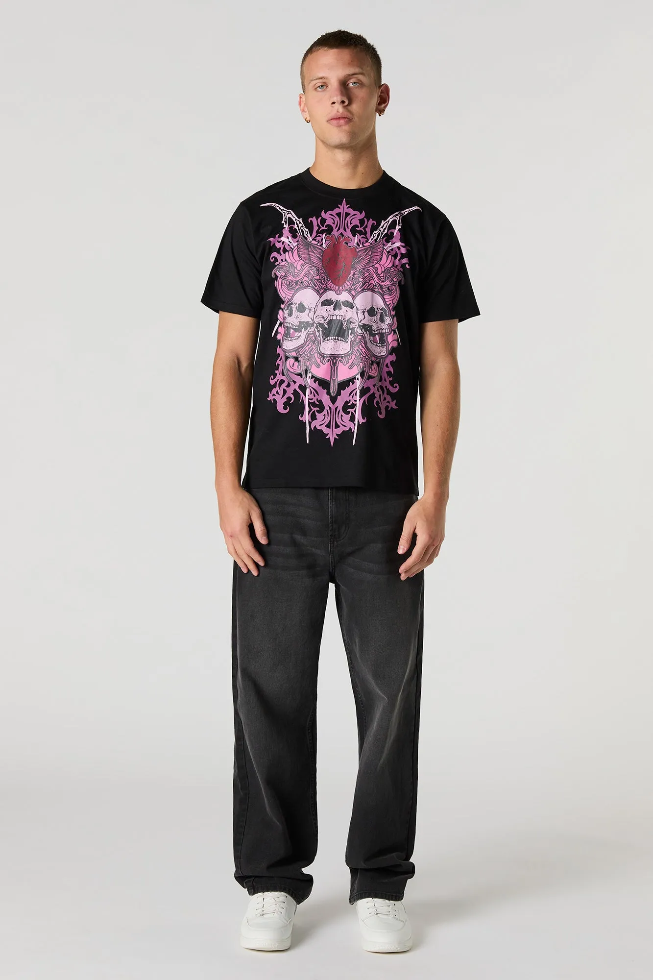 Skull Heart Graphic T-Shirt sold by Urban Planet product image thumbnail 3