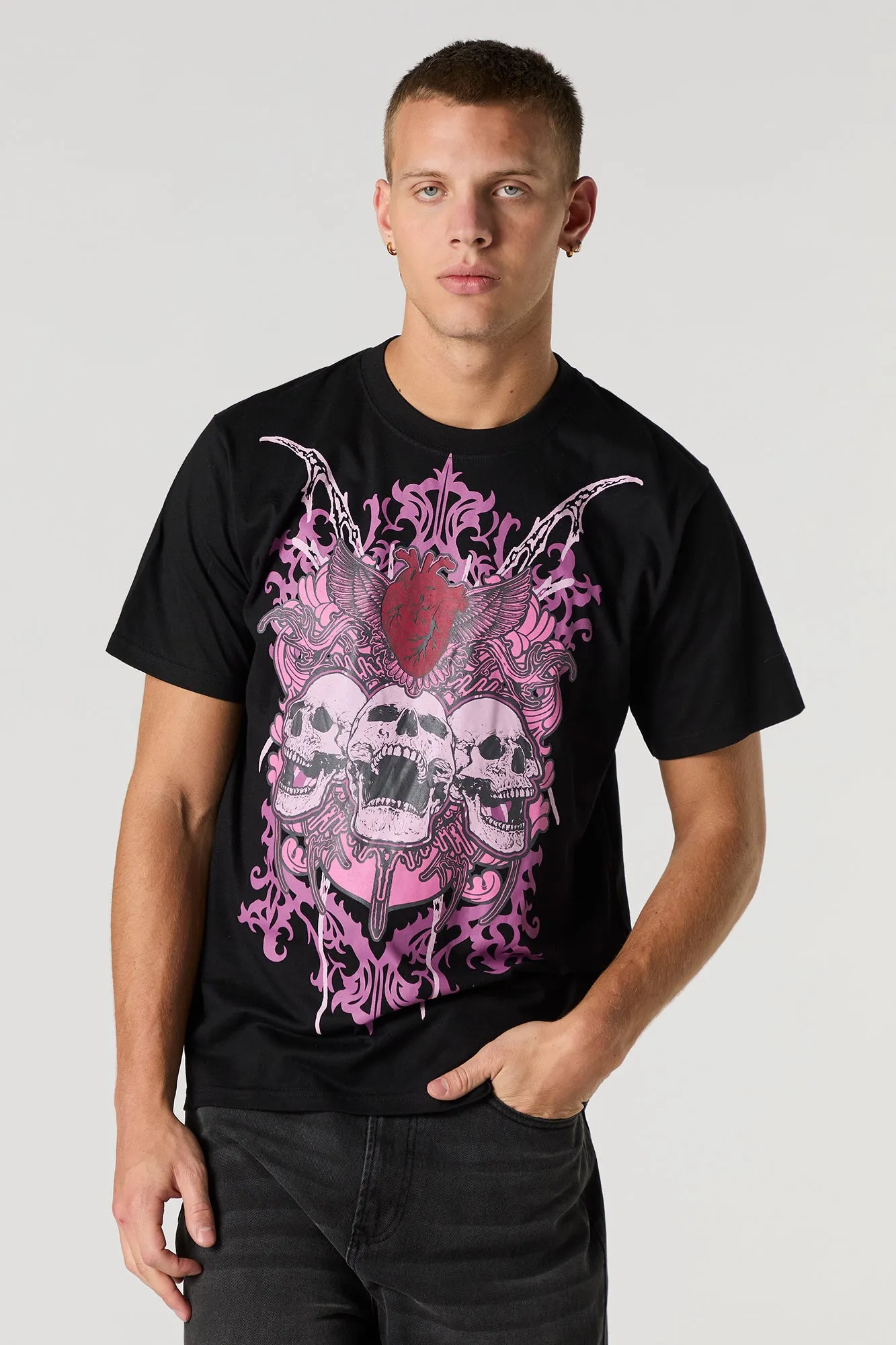Skull Heart Graphic T-Shirt sold by Urban Planet