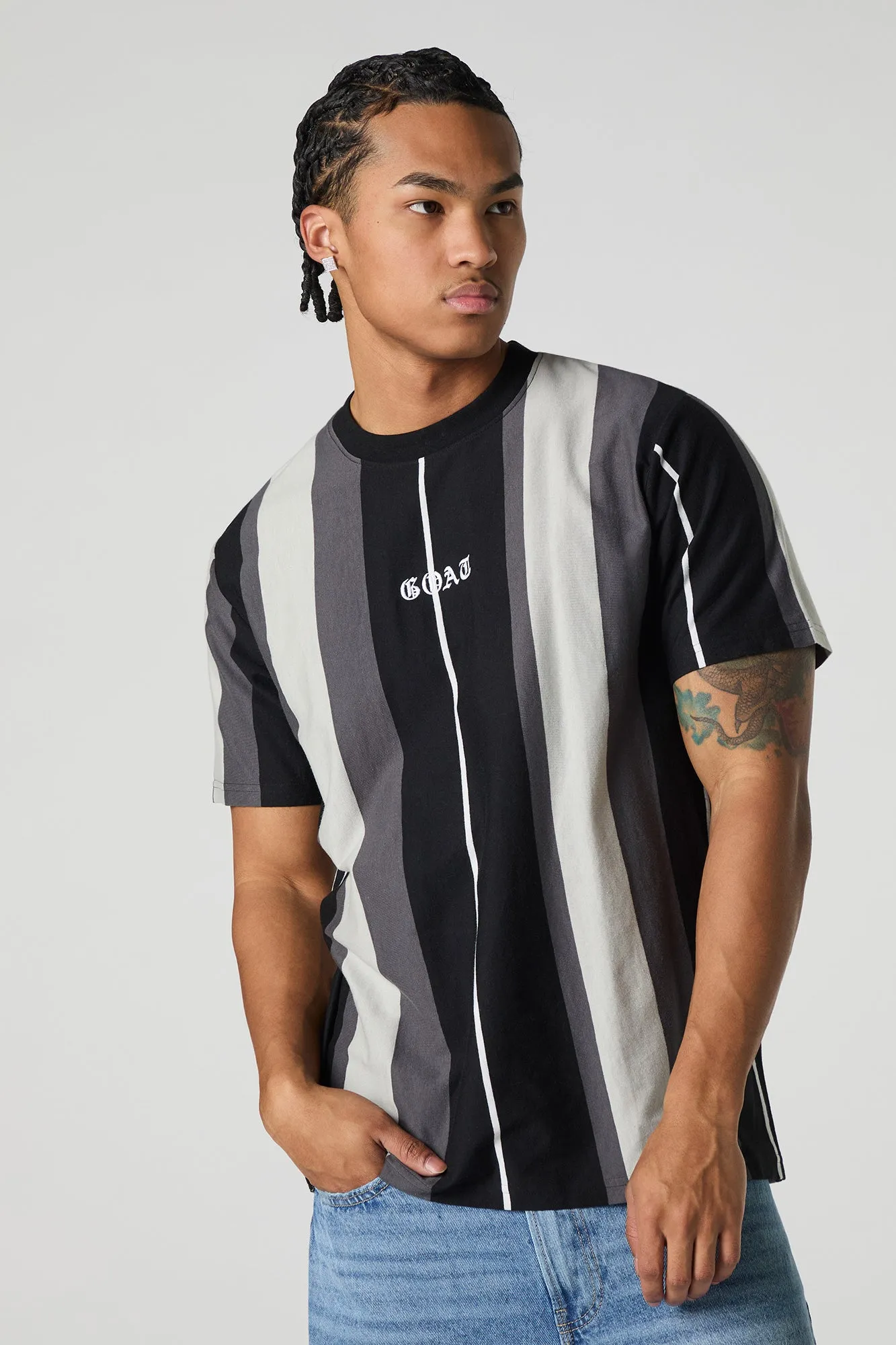 Embroidered Striped T-Shirt sold by Urban Planet product image thumbnail 5