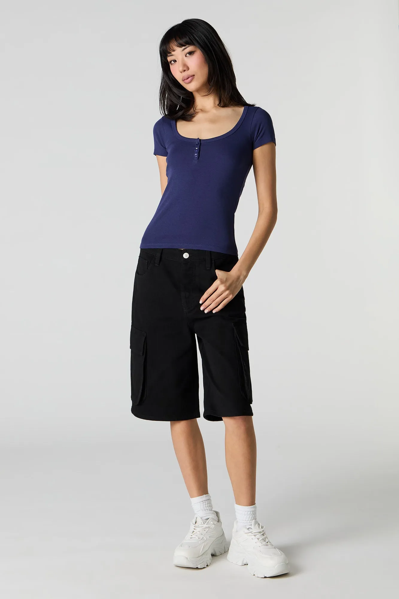 Ribbed Henley T-Shirt sold by Urban Planet product image thumbnail 3